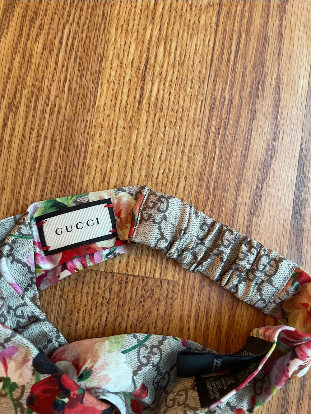 Gucci Blooms GG 100% Silk Floral Print Headband Beige Pink and Green Women’s OS - Picture 4 of 7